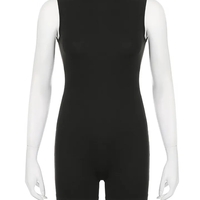 Black Sleeveless Bodycon Jumpsuit  - Thumbnail 5