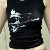 Guitar Print Ribbed Tank Top - Thumbnail 1