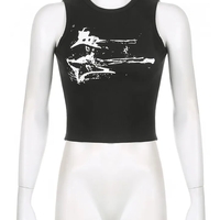 Guitar Print Ribbed Tank Top - Thumbnail 3