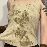 Butterfly Rhinestone Print Tank Top - Thumbnail 2