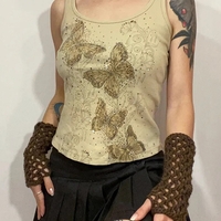 Butterfly Rhinestone Print Tank Top - Thumbnail 1