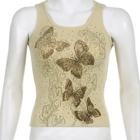 Butterfly Rhinestone Print Tank Top - Thumbnail 4