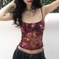 Grunge Floral Print Crop Top - Thumbnail 2