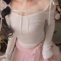 Sweet Bow Off Shoulder Long Sleeve Blouse - Thumbnail 2