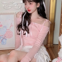 Sweet Bow Off Shoulder Long Sleeve Blouse - Thumbnail 4