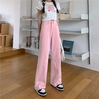 Pink Peach Embroidery Denim Pants  - Thumbnail 1