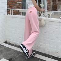Pink Peach Embroidery Denim Pants  - Thumbnail 3