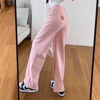 Pink Peach Embroidery Denim Pants  - Thumbnail 4