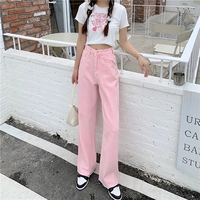 Pink Peach Embroidery Denim Pants  - Thumbnail 5