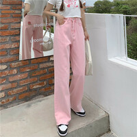 Pink Peach Embroidery Denim Pants  - Thumbnail 6