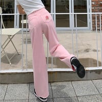 Pink Peach Embroidery Denim Pants  - Thumbnail 7
