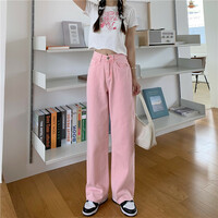 Pink Peach Embroidery Denim Pants  - Thumbnail 8