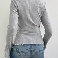 2PCS Milkmaid Patchwork Long Sleeve T-shirt  - Thumbnail 3