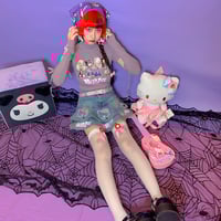 Japanese Kitty Pink Street Hiphop Style Trendy Y2K Hot Girl Fashion Short Denim Cake Skirt - Thumbnail 6