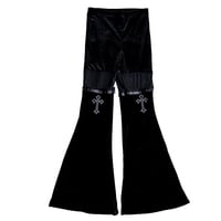 Y2K Hot Girls Women Goth Emo Punk Style Strap Chain Cross Belt Trousers Flared Pants - Thumbnail 5