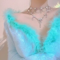 Reiko Rhinestone Fairy Diamond Silver Drop Luxury Pretty Girl Angelic Chain Tassel Pendant Necklace - Thumbnail 9