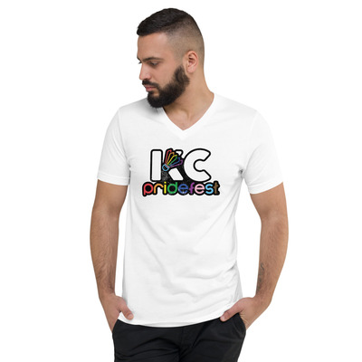  kc pridefest 2023 unisex short sleeve v-neck t-shirt