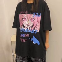 Cartoon Anime Face Print Tee - Thumbnail 4