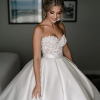 New arrival Ball Gown Sweetheart Satin Wedding Dresses with Appliques Bridal Gowns,1556 - Thumbnail 1