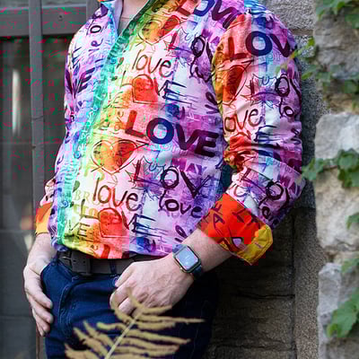 Love, rainbow dress shirt,   - Thumbnail 1