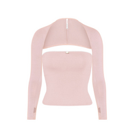 2PCS Pink Tube Top + Long Sleeve Cropped Shawl - Thumbnail 7