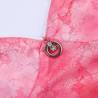 Pink Floral Mesh Sheer V-Neck Crop Top - Thumbnail 5