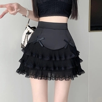 Chiffon Bow Pleated A-Line High Waist Mini Skirt - Thumbnail 4