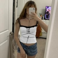 Lace Shoulder Bow Tank Top - Thumbnail 5