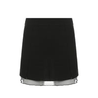 Black Split Mesh Frill Patchwork Mini Skirt - Thumbnail 5