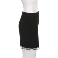 Black Split Mesh Frill Patchwork Mini Skirt - Thumbnail 6
