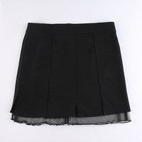 Black Split Mesh Frill Patchwork Mini Skirt - Thumbnail 7
