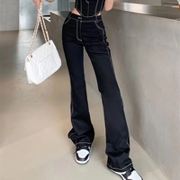 2PCS Black Denim Corset + Straight Flare Jeans - Thumbnail 5