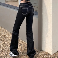 2PCS Black Denim Corset + Straight Flare Jeans - Thumbnail 6