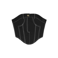 2PCS Black Denim Corset + Straight Flare Jeans - Thumbnail 7