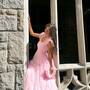 Pink Fairy Mesh Puffy Square Neck Long Dress-4