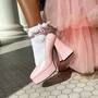 Pink Fairy Mesh Puffy Square Neck Long Dress-5