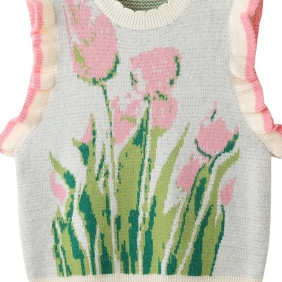 Pink tulip ruffle sweater vest