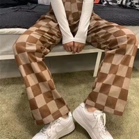 Brown Checkered High Waist Wide Leg Pants  - Thumbnail 2