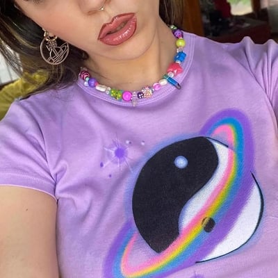 Purple ying yang short sleeve shirt  - Thumbnail 3