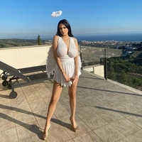 Irregular Tie Up Ruched V Neck Dress - Thumbnail 4