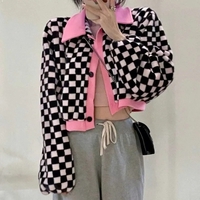 Black & White Checkered Long Sleeve Sweater  - Thumbnail 1