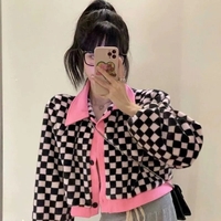 Black & White Checkered Long Sleeve Sweater  - Thumbnail 2