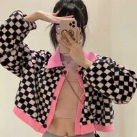 Black & White Checkered Long Sleeve Sweater  - Thumbnail 4