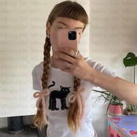 Cat Print Crew Neck Crop Top  - Thumbnail 3