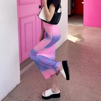 Tie Dye Bodycon Maxi Skirt - Thumbnail 4