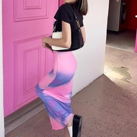 Tie Dye Bodycon Maxi Skirt - Thumbnail 5