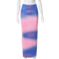 Tie Dye Bodycon Maxi Skirt - Thumbnail 6