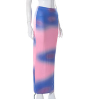 Tie Dye Bodycon Maxi Skirt - Thumbnail 7