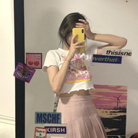 Angel Print Ruffle Short Sleeve T-shirt  - Thumbnail 6