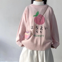 Sweet Pink Peach Embroidery Sweater  - Thumbnail 1